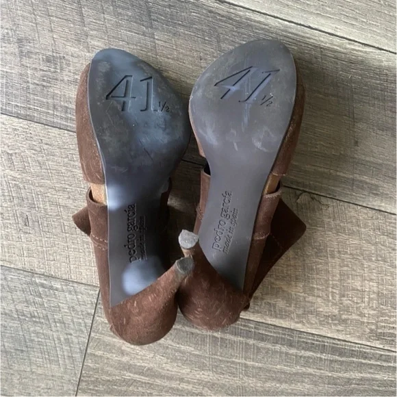 Pedro Garcia Brown Suede Leather High Heel Open Toe Booties Size 41.5